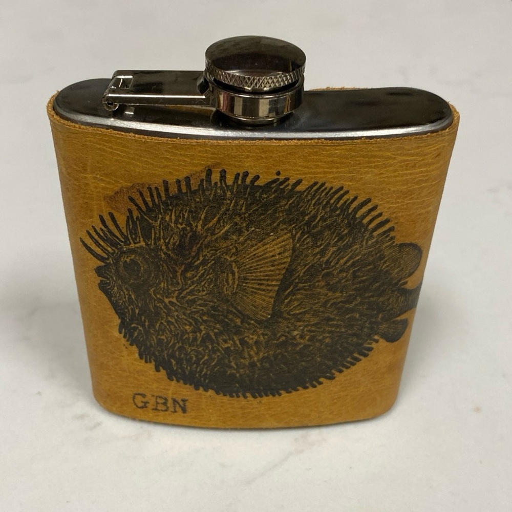 Top Shelf Stainless Steel Leather Covered Flasks 6 oz.